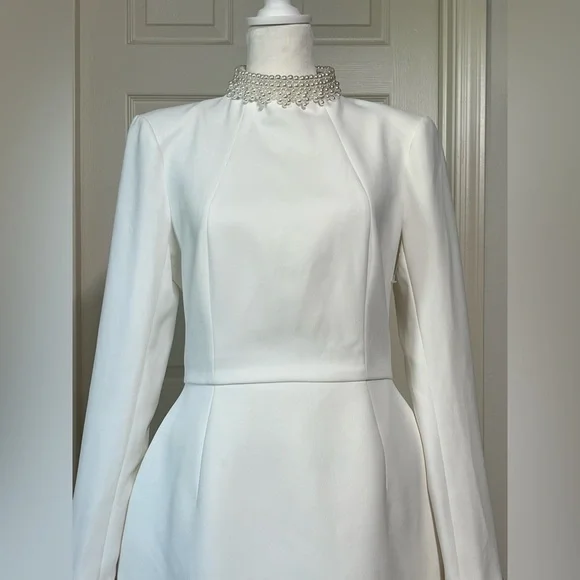 NADINE MERABI White Long Sleeve Dress Sz 6 - Picture 10 of 14